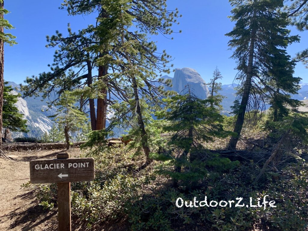 A picture near Glacier Point at Yosemite with Half Dome in the background.