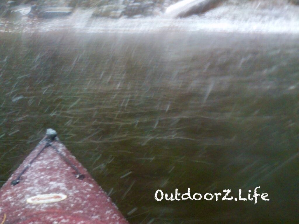 kayaking in the snow