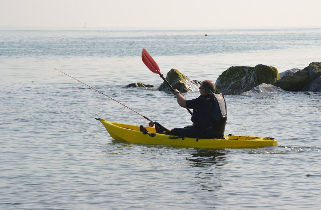 Fishing from a kayak