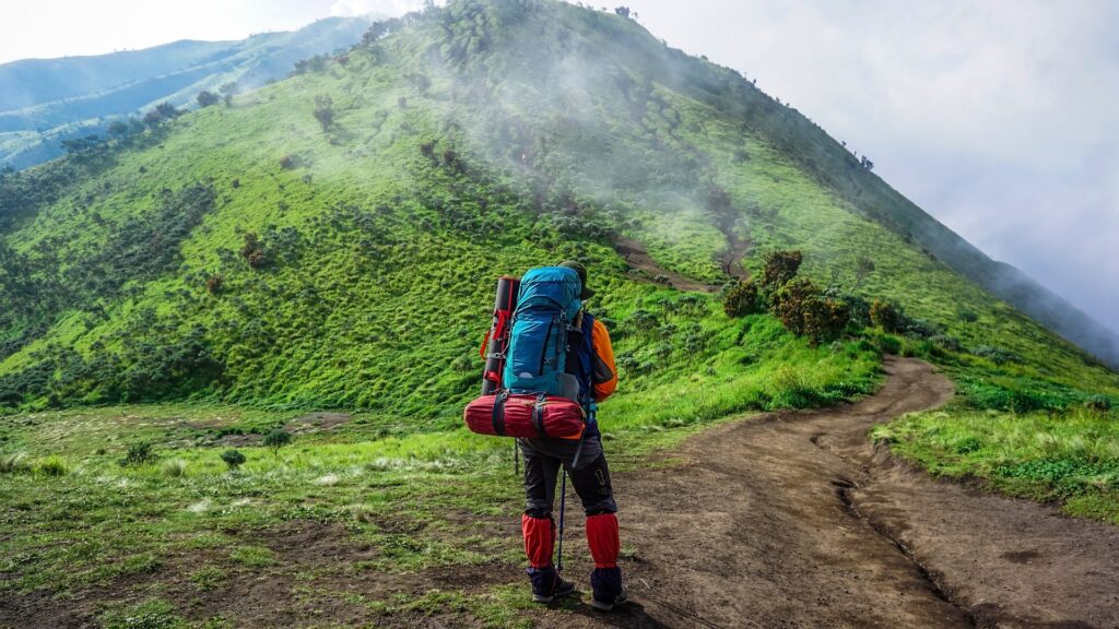 Backpacker on a trail