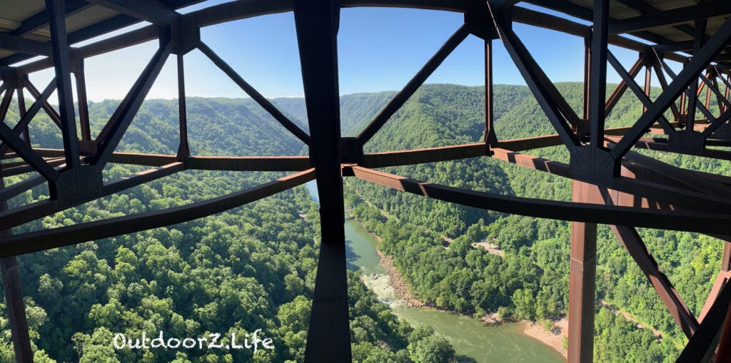 The view from under the New River Gorge Bridge.