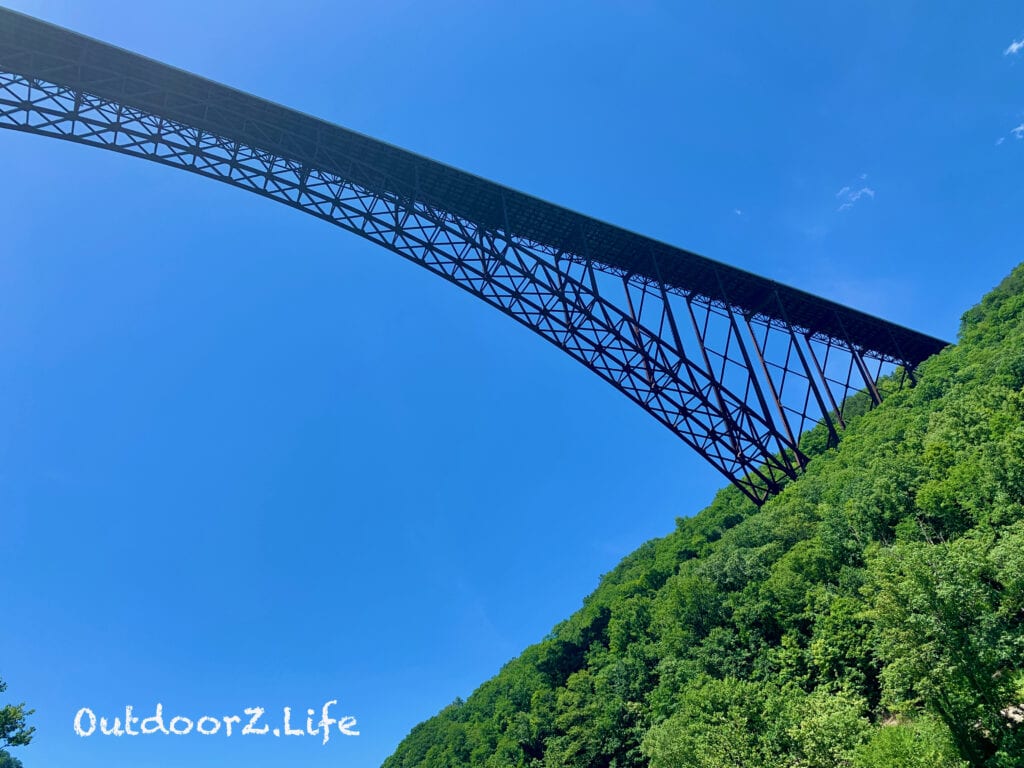 Looking up at the New River Gorge Bridge.
