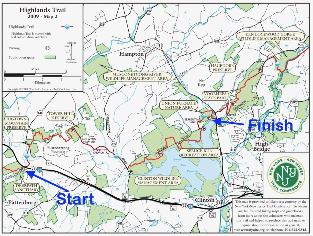 NJ Highlands Trail - Hike 3 Map