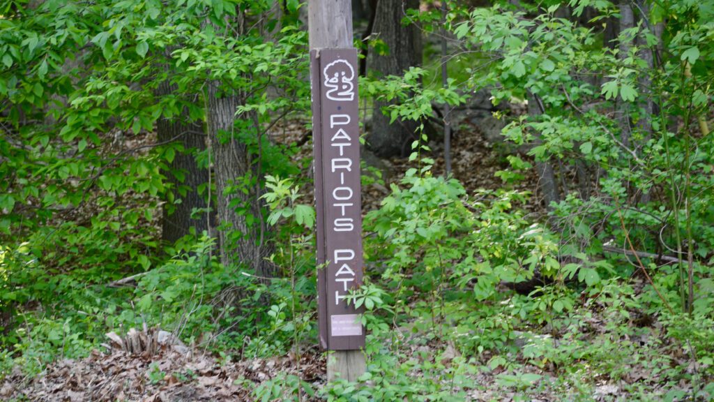 Patriots Path trail sign near Long Valley.
