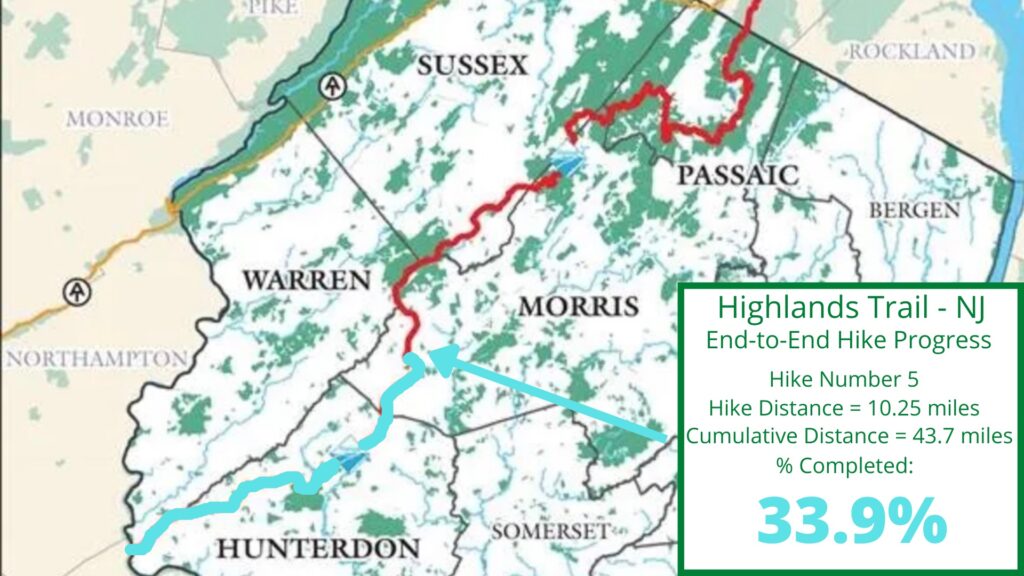 Highlands Trail NJ End-to-End Hikes Progress: 34% Completed