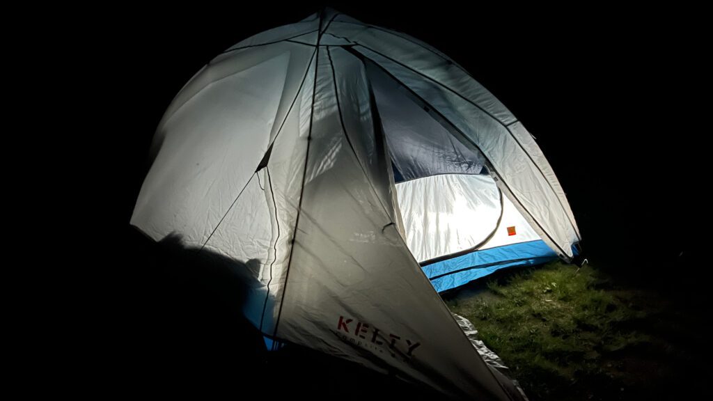 My tent just before lights out.