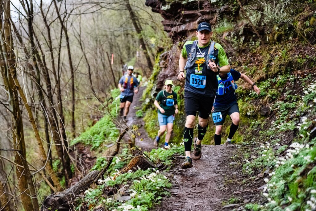 People running a trail race.